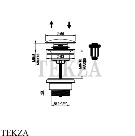 Gessi 316 TOTAL LOOK Донный клапан нажимной "Stop&Go" 54599-239, Steel Brushed