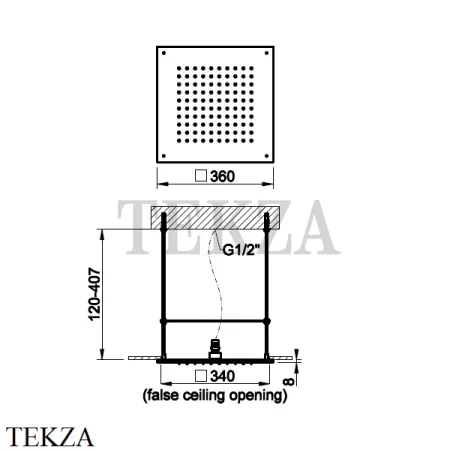 Gessi Emporio Shower QUADRO Верхний душ потолочный дождь 33089-238, Mirror Steel