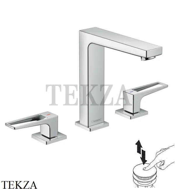 Hansgrohe Metropol Смеситель для раковины 160, с рукояткой-петлей, с донным Push-Open 74515000, хром глянец