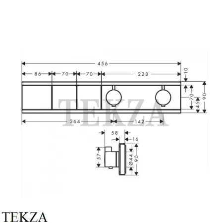 Hansgrohe RainSelect Термостатический модуль, 2 потока, внешняя часть 15380670, черный матовый