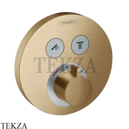 Hansgrohe ShowerSelect S Термостат для душа, 2 выхода, внешняя часть 15743140, Brushed Bronze