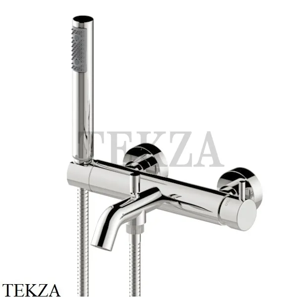 Bossini Teo Смеситель для ванны с изливом и гарнитуром Z00723.094, никель Brushed