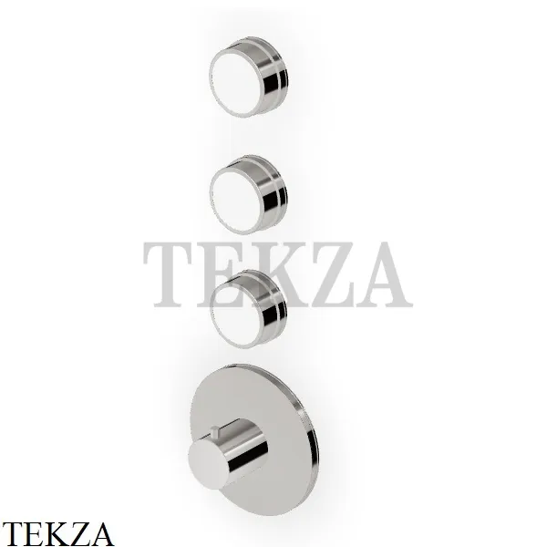 Zucchetti Savoir Термостат для душа, 3 потока, внешняя часть ZSV661.C8W, Nickel глянец-белый
