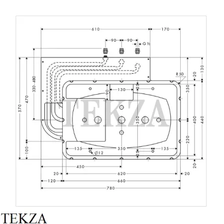 Hansgrohe Raindance Rainmaker Скрытая часть верхнего душа 680/460 3jet 28414180