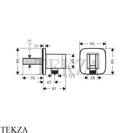 Hansgrohe FixFit Q Шланговое подсоединение с держателем 26887670, черный матовый
