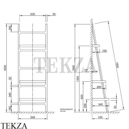Decor Walther Stone Black HTLA Напольный полотенцедержатель лестница с 3 полками 0932060, черный матовый