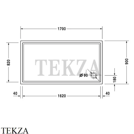 Duravit Starck Душевой поддон прямоугольный 170х90 см 720133000000000, акрил, белый глянец