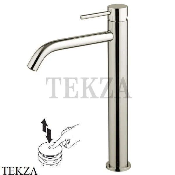 FIMA Carlo Frattini Spillo UP Смеситель для раковины, высокий XS, с донным клапаном, Brushed nickel