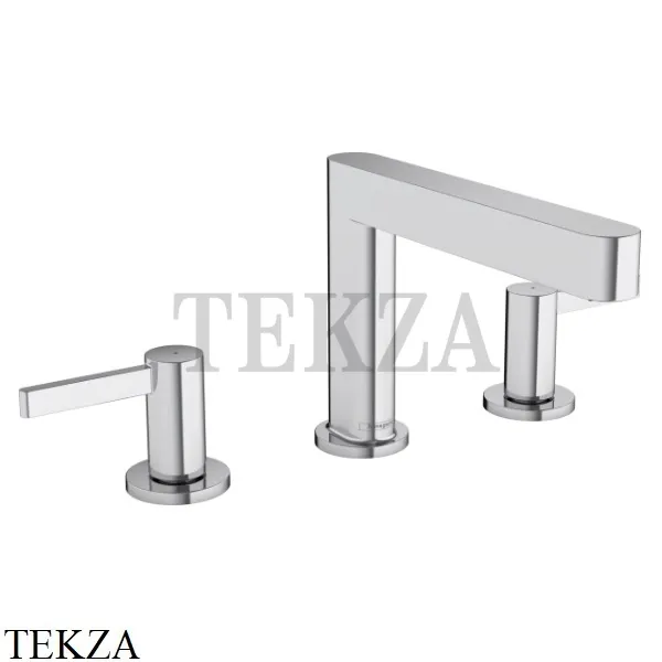Hansgrohe FINORIS Смеситель для раковины на 3 отверстия 110, донный Push-Open 76033000, хром глянец