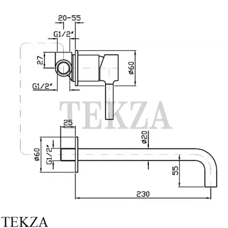 Zucchetti Pan Смеситель для раковины 230, внешняя часть ZP6123, хром глянец