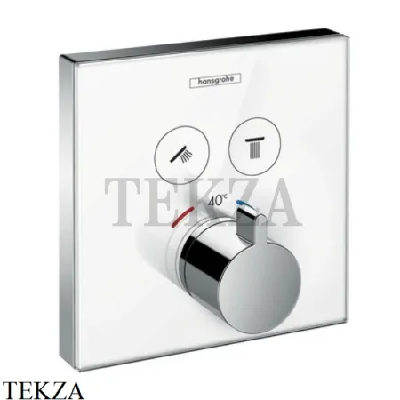 Hansgrohe ShowerSelect Термостат, стекло, 2 выхода, внешняя часть 15738400, белый-хром глянец