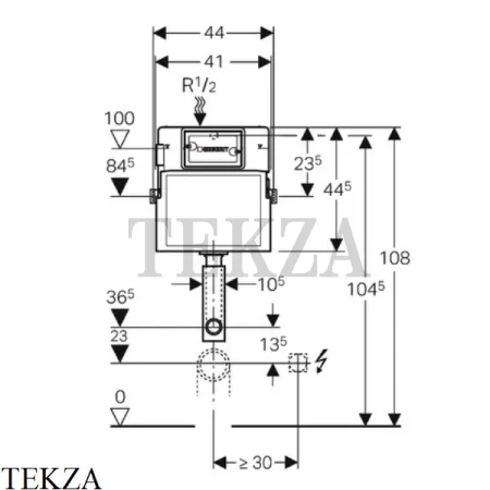 Geberit Delta 12 UP100 Смывной бачок скрытого монтажа для напольного унитаза 109.100.00.1