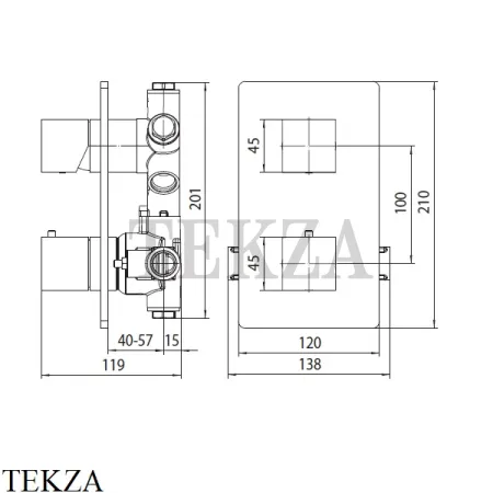 Bossini CUBE Термостат для душа, на 2,3,4,5 выходов, внешняя часть Z00061.073, черный матовый