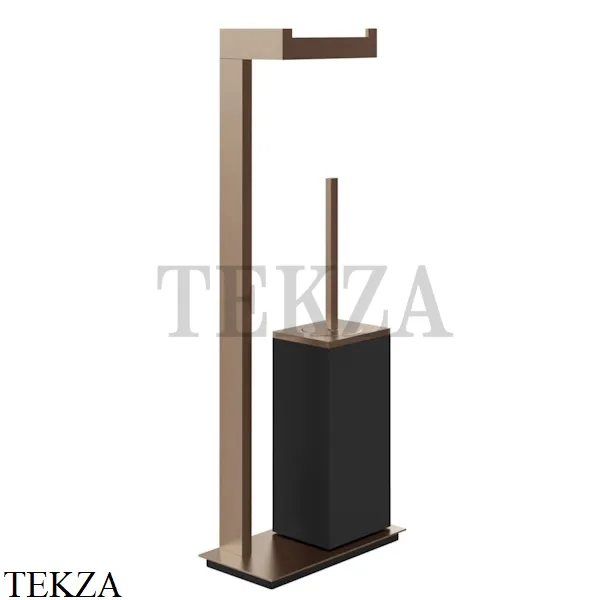 Gessi Rettangolo Стойка напольная с бумагодержателем и ершиком, черный 20934-708, Copper Brushed