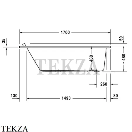 Duravit Starck Ванна прямоугольная встраиваемая 700336000000000, акрил, белый глянец