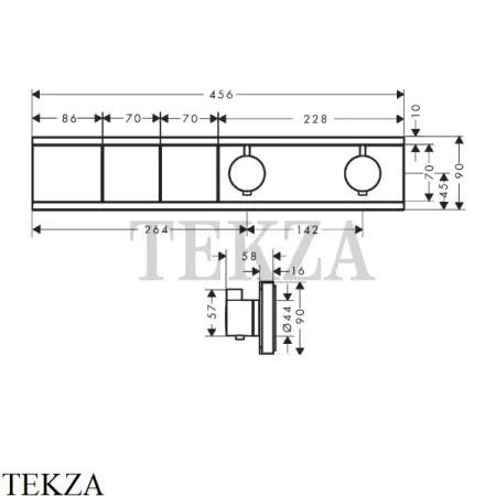 Hansgrohe RainSelect Термостатический модуль, 2 потока, внешняя часть 15380000, хром глянец