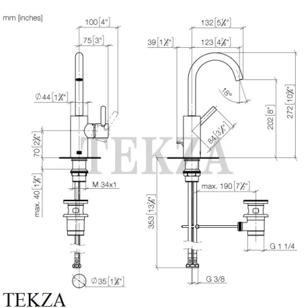 Dornbracht Meta Смеситель для раковины поворотный, с донным клапаном 33510661-00, хром глянец