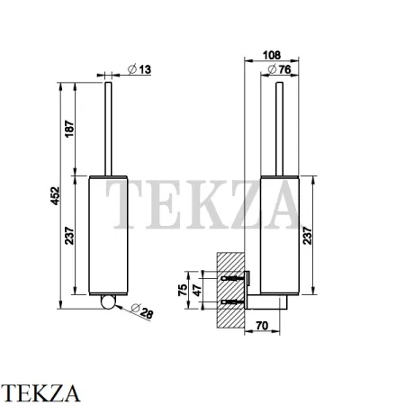 Gessi 316 ACCESSORIES Ёршик подвесной, композит черный 54720-239, Steel Brushed