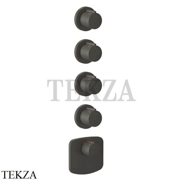 Gessi Ingranaggio-Anello Термостат для душа, 4 потока, внешняя часть 43238-707, Black Metal Brushed