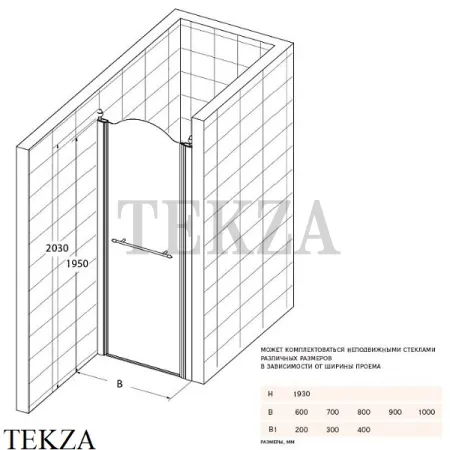 Migliore Diadema Дверь в нишу, петли справа, стекло матовое 22665, бронза classic