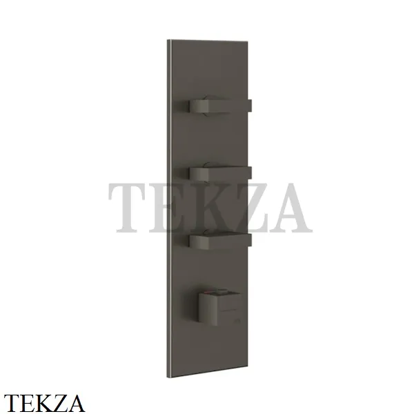 Gessi Rettangolo Wellness Термостат 3 выхода, внешняя часть 43026-707, Black Metal Brushed