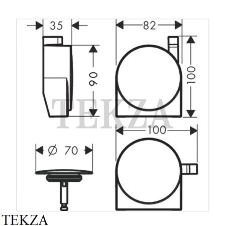 Hansgrohe Exafill S Внешняя часть излива для слива и перелива 58117340, черный хром brushed