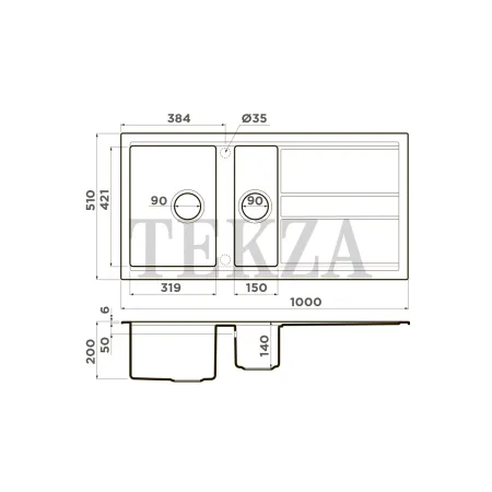 Omoikiri Kitagawa 100-2 Кухонная мойка Artceramic две чаши 4993804 leningrad grey