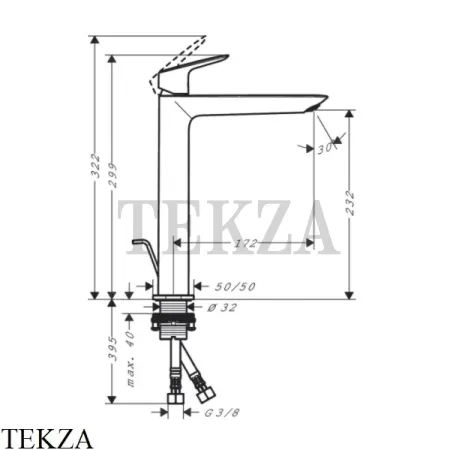 Hansgrohe Logis Смеситель для раковины 240 Fine, с донным клапаном 71257000, хром глянец
