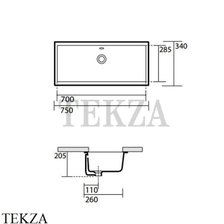 Kerasan Slim Раковина встраиваемая снизу 75, 022501 белый глянец