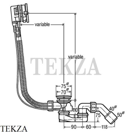 Viega Simplex Trio Слив-перелив для ванны с центральным сливом, функцией наполнения 728014