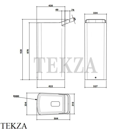 KOS LAB 03 Раковина свободностоящая, слив в пол Cristalplant® 7L031BI, белый матовый