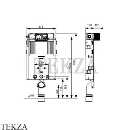 TECEbox Застенный модуль 9370300 для установки подвесного унитаза Uni 2.0 в кирпичные стены