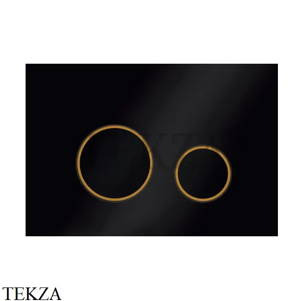VECONI ROUND DESIGN Смывная клавиша для унитаза VFRD004BL, черный матовый, кайма золото