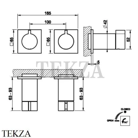 Gessi Inverso RIGATO Термостат для душа, 1 поток, внешняя часть 73032-735, Warm Bronze PVD