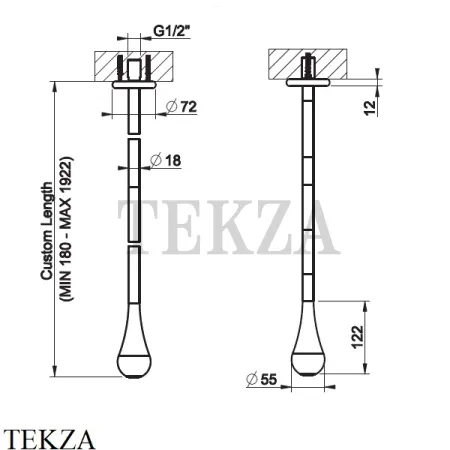 Gessi Goccia Излив для раковины потолочный под размер 33799-124, Black Metal глянец