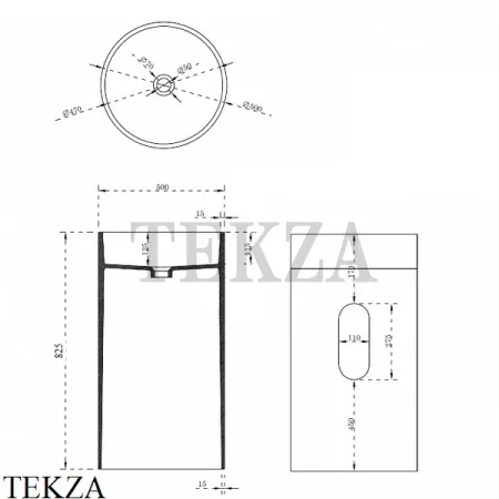 NT Bathroom NT405 Verona Раковина напольная 82,5 слив в стену, из литого камня Solid Surface, белый матовый
