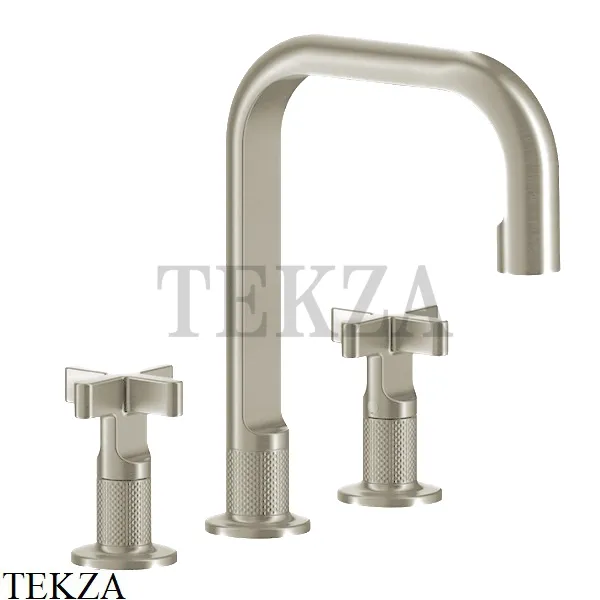 Gessi INCISO+ Смеситель для раковины 3 отверстия, средний, с донным клапаном 58113-149, Finox Brushed Nickel