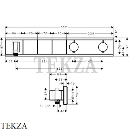 Hansgrohe RainSelect Термостатический модуль, 3 потока, внешняя часть 15356600, черный/хром