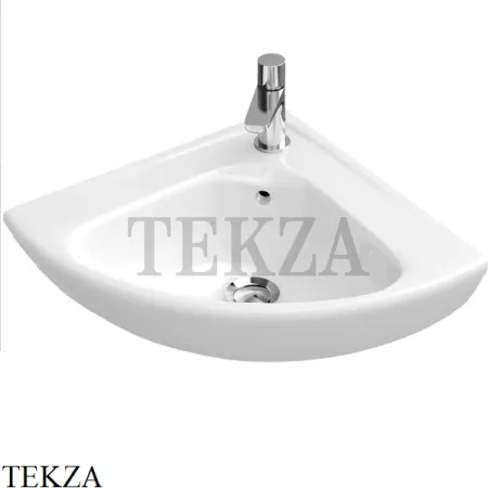 Villeroy & Boch O.NOVO Раковина угловая, с переливом 73274001, белый глянец