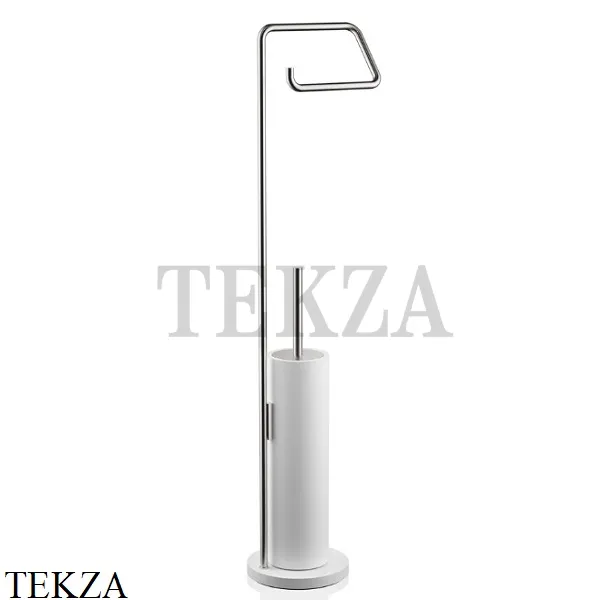 Decor Walther Stone White SBK Напольная стойка с туалетным ершиком 0973555, белый матовый-stainless steel