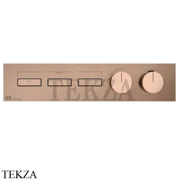 Gessi HI-FI Термостатический смеситель на 3 потока, внешняя часть 63014-030, Copper PVD
