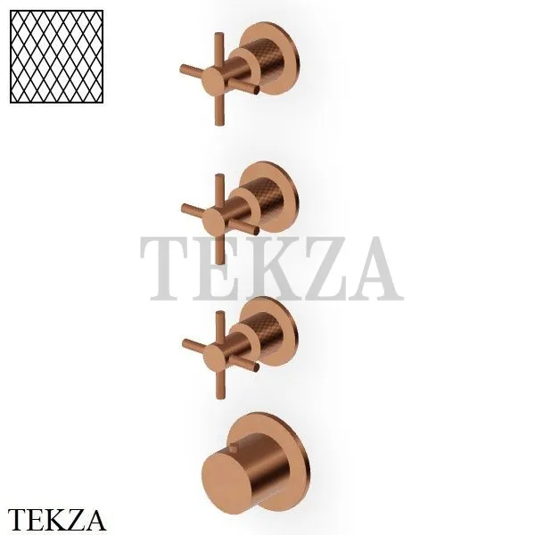 Zucchetti Helm Diagonal Термостат для душа на 3 потока, внешняя часть ZHM803.XP91G3, brushed copper PVD