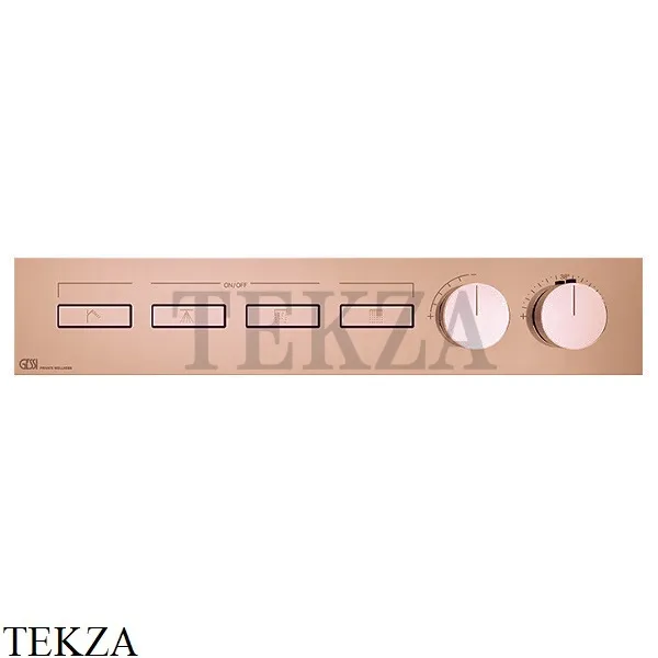 Gessi HI-FI Термостатический смеситель на 4 потока, внешняя часть 63016-030, Copper PVD