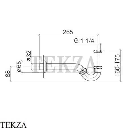 Dornbracht Сифон трубчатый для биде 10050970-00, хром глянец