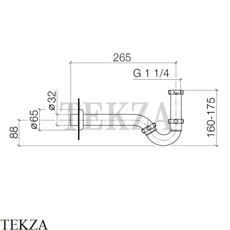 Dornbracht Сифон трубчатый для биде 10050970-00, хром глянец (снят с производства)