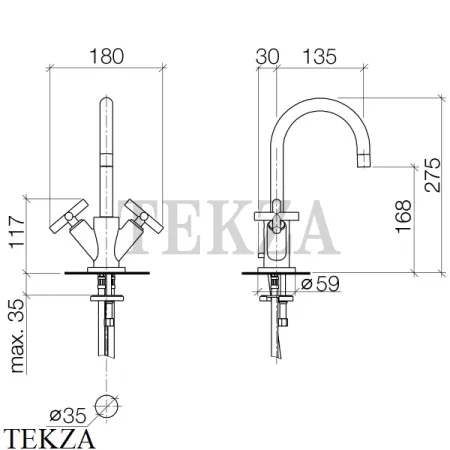 Dornbracht TARA Смеситель для умывальника, с донным клапаном 22512892-00, хром глянец