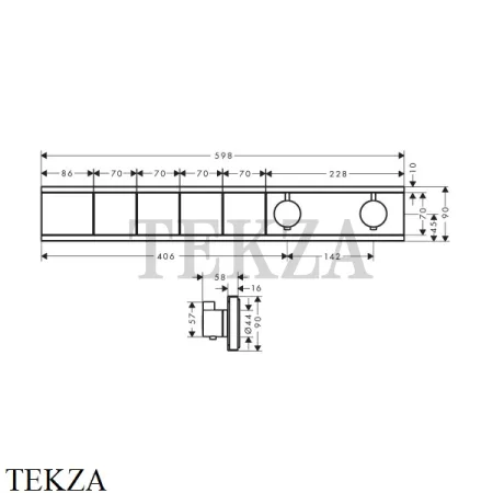 Hansgrohe RainSelect Термостатический модуль, 4 потока, внешняя часть 15382670, черный матовый