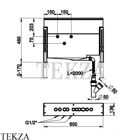Gessi Монтажный бокс с каркасом 01669-031 для смесителя на борт ванны/полочку