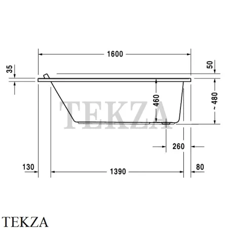 Duravit Starck Ванна прямоугольная встраиваемая 700333000000000, акрил, белый глянец