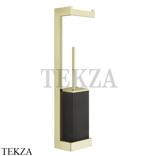 Gessi Rettangolo Стойка настенная с бумагодержателем и ершиком, черный 20868-710, Brass PVD